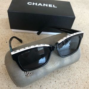 CHANEL black and white sunglasses new with box